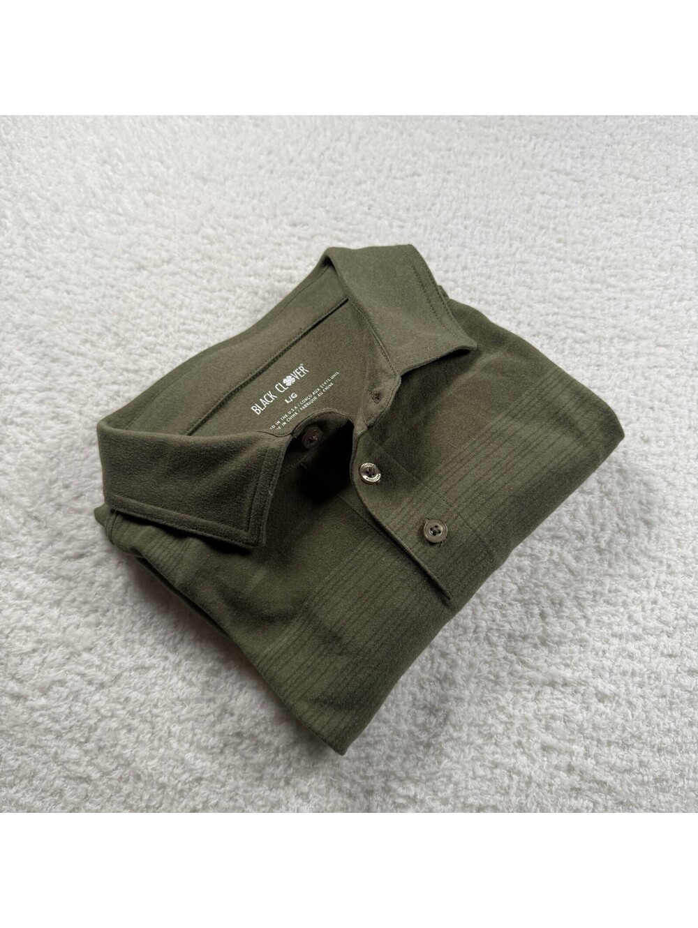 Black Clover Men’s Large Golf Polo Shirt Green Striped Live Lucky Performance